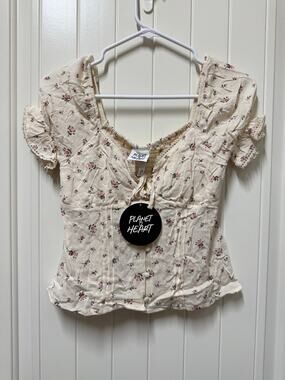 Planet Heart Babydoll shirt NWT Floral Size XS